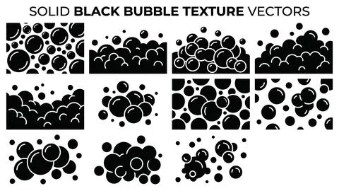 Solid black bubble textures, abstract clusters and patterns, clean vector art Stockillustratie