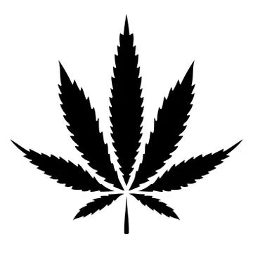 Solid black cannabis marijuana leaf vector icon Stock Illustration