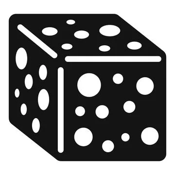 Solid black cheese cube icon with holes representing air bubbles Stock Illustration