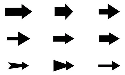 Solid Black Directional Arrow Set Stock-Illustration