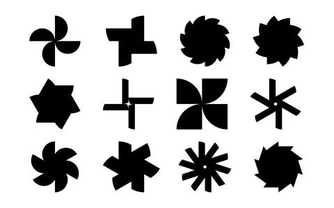 Solid black geometric shapes icons, silhouette abstract symbols, minimalist.. Stock Illustration