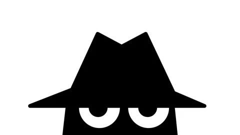 Solid Black Hat Peeking with Glowing Eyes Video stock 336838348