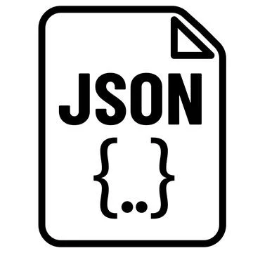Solid black icon for json. Json vector sign. JSON format symbol. Stock Illustration