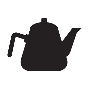 Solid black kettle silhouette vector: classic kitchenware shape for graphic.. Stock Illustration