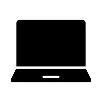 Solid Black Laptop Icon on White Background for Digital Design Projects Stock Illustration