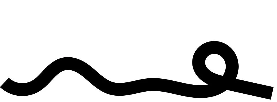 Solid black line with loop and wave, continuous curved path, thick graphic .. Stock Illustration