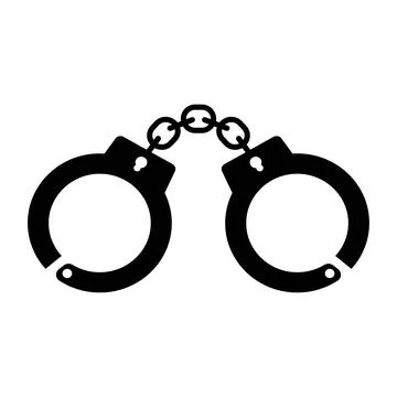Solid Black Metal Handcuffs Glyph Vector Icon Stock Illustration