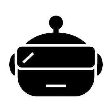 Solid black robot bot head vector illustration cute minimal ai chatbot face.. 스톡 일러스트