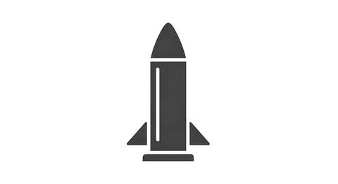 Solid black rocket icon silhouette on white background representing space t.. 스톡 일러스트