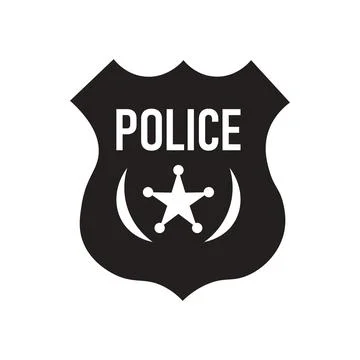 A solid black shield icon featuring three rounded points on the upper edge. Stock Illustration