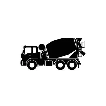Solid black silhouette cement mixer truck icon 库存插图