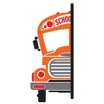 A solid black silhouette depicts the front right side of a bus with part of t Stock Illustration