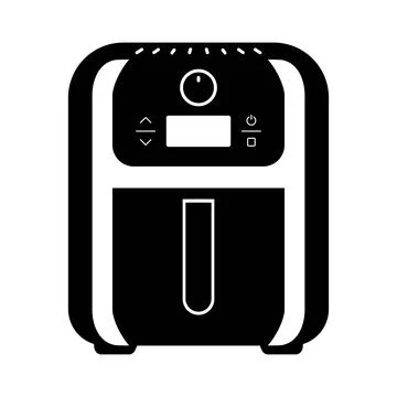 Solid Black Silhouette Digital Air Fryer Vector Icon Illustration