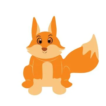 A solid black silhouette of a fox in a seated position is displayed. Stock Illustration