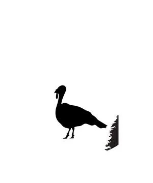 A solid black silhouette illustration featuring turkey with turkey silhouette Stock Illustration
