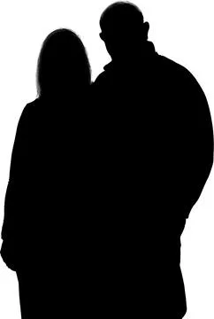 A solid black silhouette of a man and a woman Stock Illustration