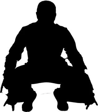 A solid black silhouette of a man in a low crouching Stock Illustration