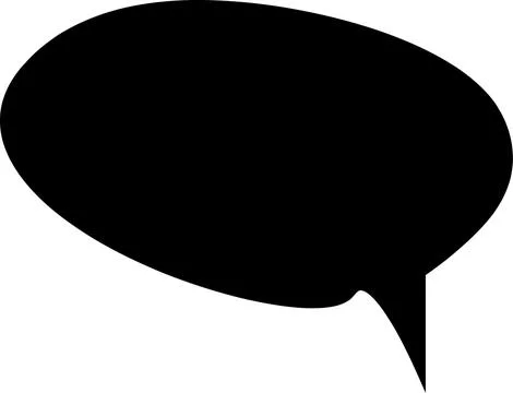 Solid black speech bubble silhouette is floating on white background in flat 스톡 사진