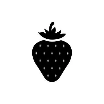 Solid black strawberry fruit icon. Vector EPS 10. Fresh berry illustration Stock Illustration
