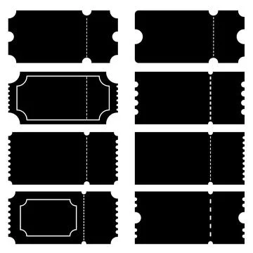 Solid Black Ticket Silhouette Set 库存插图