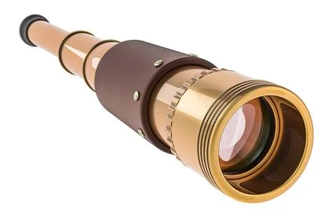 Solid Brass Handheld Telescope, Nautical Pirate Spy Glass, 3D rendering So... 스톡 사진