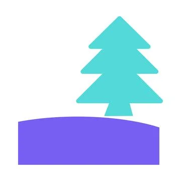 Solid Camping Fir Tree Simple Flat Icon 库存插图