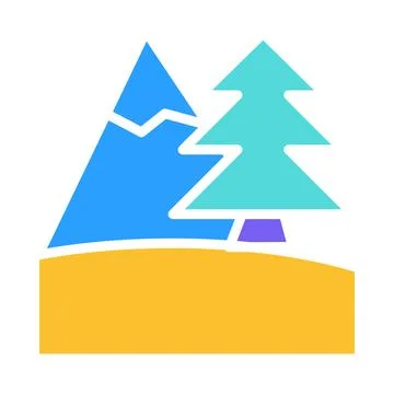 Solid Camping Forest Mountain Simple Flat Icon 库存插图