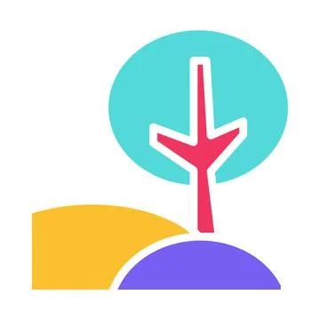 Solid Camping Tree Forest Simple Flat Icon 库存插图