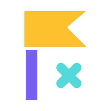 Solid Camping Yellow Flag Simple Flat Icon 스톡 일러스트