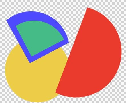 Solid circle half and quarter shape with primary color shape element abstract Stock Illustration