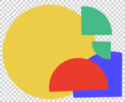 Solid circle half and quarter shape with primary color shape element abstract Stock Illustration