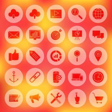 Solid Circle Web Development Icons Stock Illustration