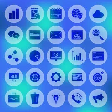 Solid Circle Website Development Icons Stockillustratie