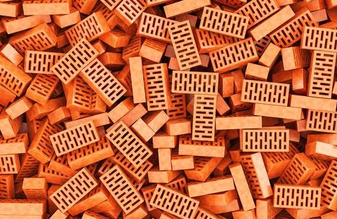 Solid clay bricks background, wallpaper. 3D rendering Ilustración de archivo