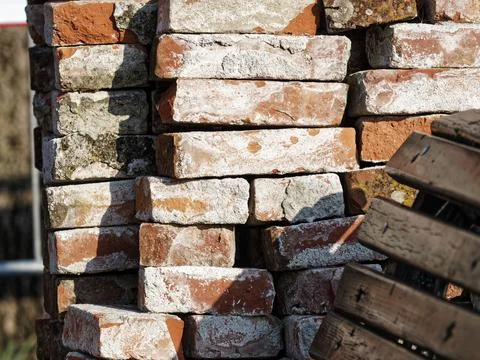 Solid clay bricks used for construction Stock Photos