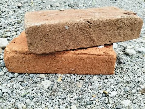 Solid clay bricks used for construction,Old red brick Stockfoto's