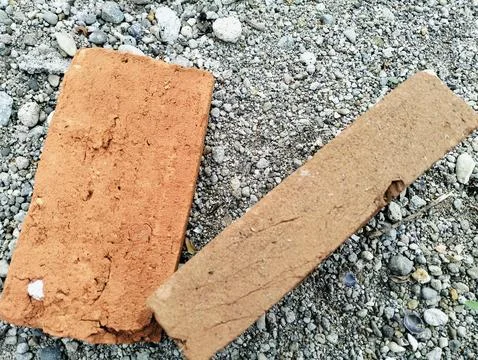 Solid clay bricks used for construction,Old red brick 写真素材