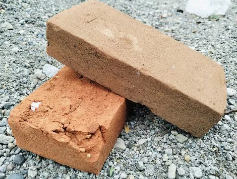 Solid clay bricks used for construction,Old red brick Stock Photos