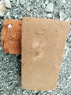 Solid clay bricks used for construction,Old red brick 写真素材