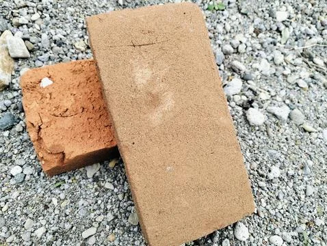 Solid clay bricks used for construction,Old red brick 写真素材