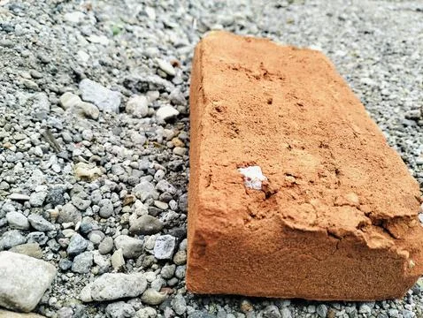 Solid clay bricks used for construction,Old red brick 写真素材