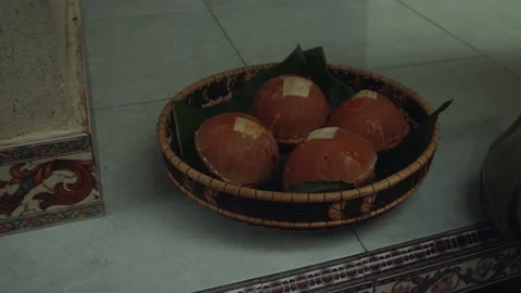 Solid coconut sugar blocks made from neera or coconut nectar sitting in bowl Stock-Footage 144135891