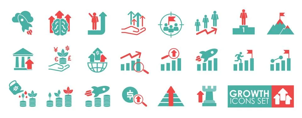 A solid collection of Growth icon set. Vector illustration. Stockillustratie