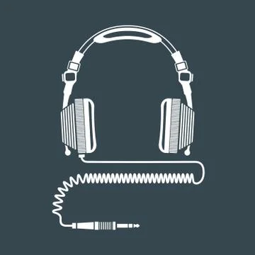 Solid color big dj headphones device illustration. イラスト素材