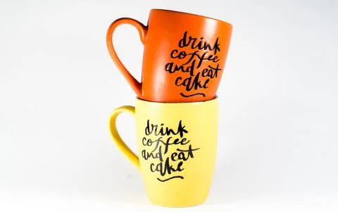 Solid Color coffee mug with a quote written on it Stock Photos