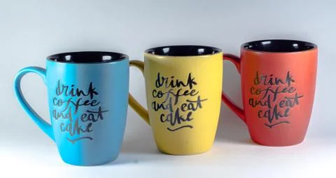 Solid Color coffee mug with a quote written on it Stock Photos