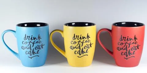 Solid Color coffee mug with a quote written on it Stock Photos