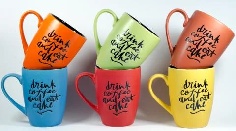Solid Color coffee mug with a quote written on it Stock Photos