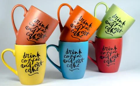 Solid Color coffee mug with a quote written on it Stock Photos