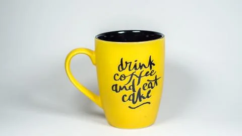 Solid Color coffee mug with a quote written on it Stock Photos